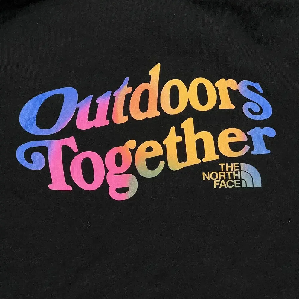 The North Face Hoodie Mens Medium Black Fleece Pullover Outdoors Together